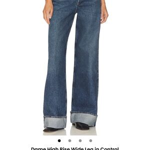 Agolde Dame Blue Flare Wide-Leg Jeans with Cuffed Hem